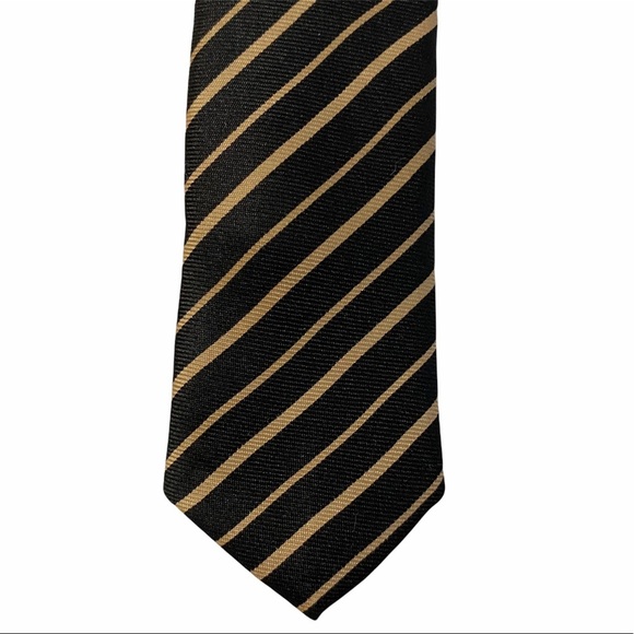 Valentino Rudy Alta Moda Roma Black Tan Stripe Tie Neutral - Picture 5 of 10